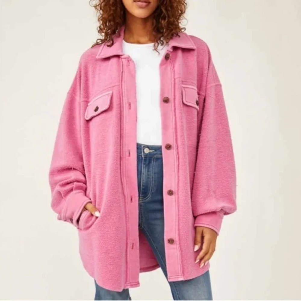 Free People Pink Teddy Jacket
